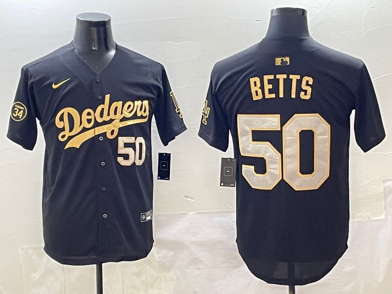 Men Los Angeles Dodgers #50 Betts Black Gold Nike 2025 MLB Jersey style 4262->los angeles dodgers->MLB Jersey